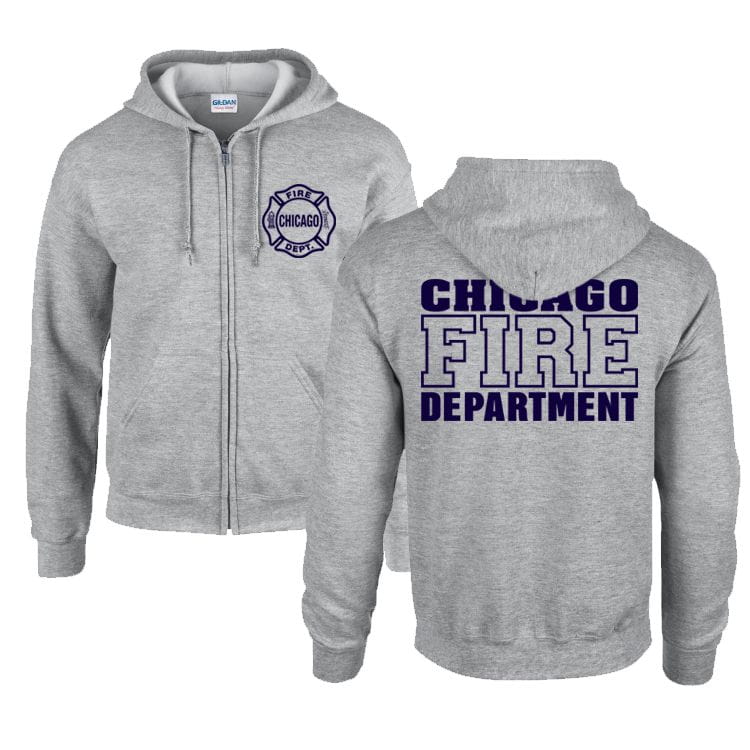 Chicago Fire Dept. - Sweat jacket with hood in grey