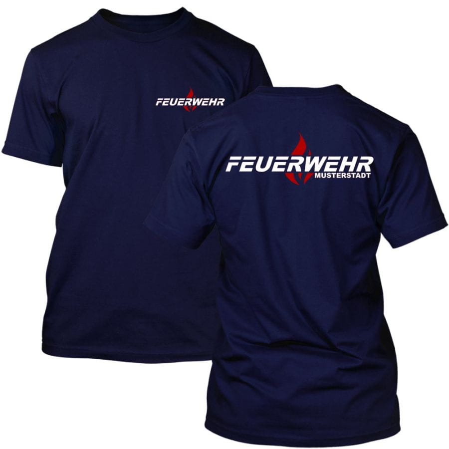 Fire department T-shirt with place name - Flame