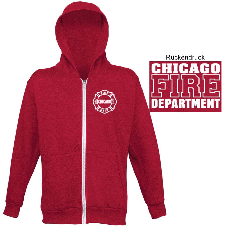 Chicago Fire Dept. - red sweat jacket with hood for women