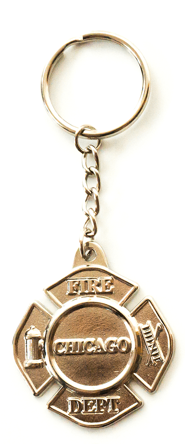 Chicago Fire Dept. - silver keyring pendant