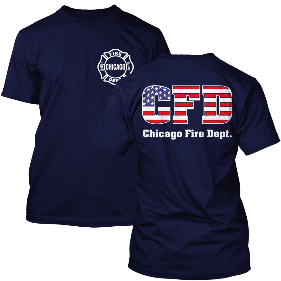 Chicago Fire Dept. - T-Shirt with USA Flag