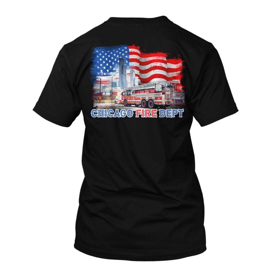 Chicago Fire Dept. - T-Shirt with Truck 19 and Skyline Motif